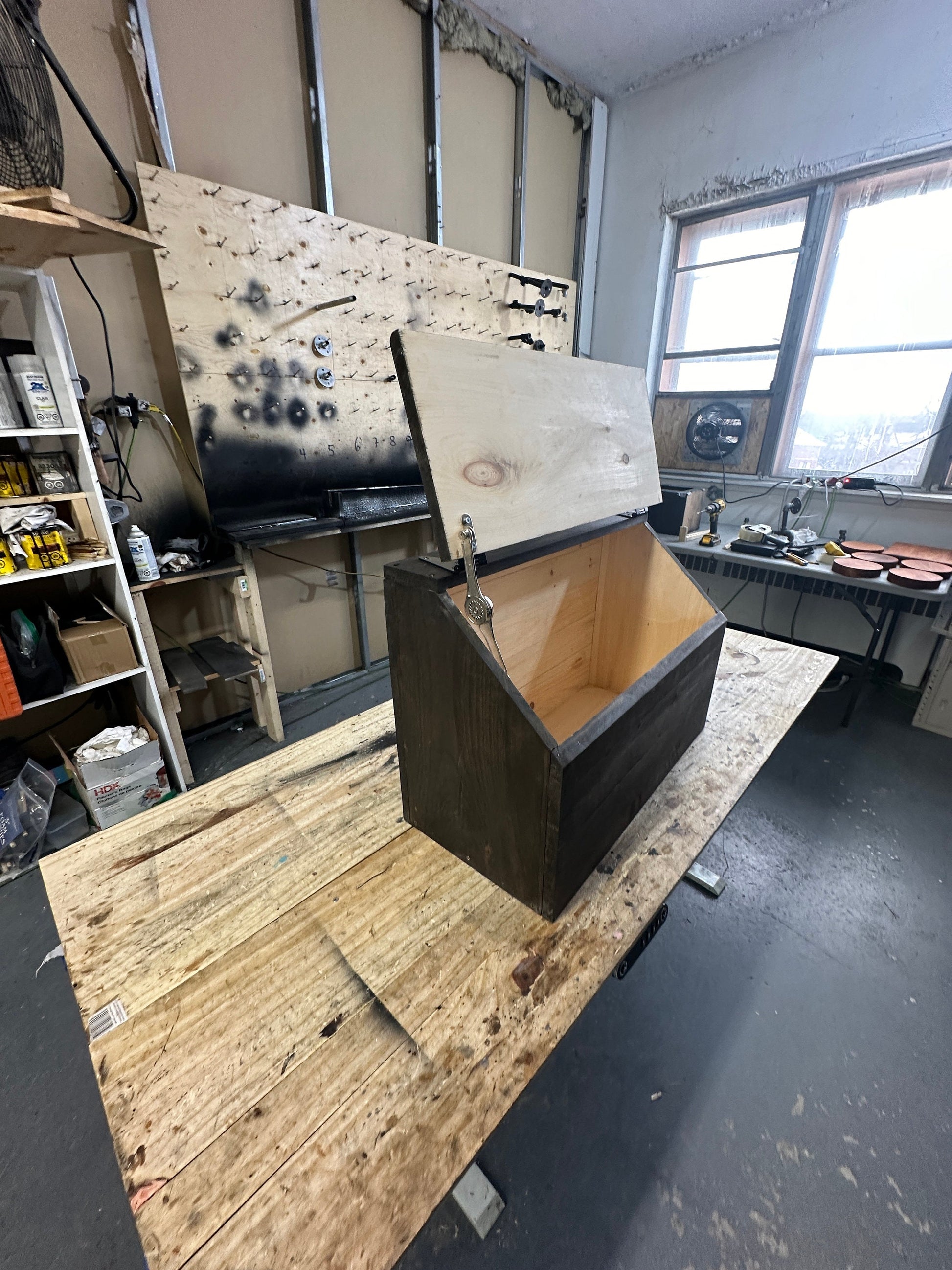 Conteneur de rangement pour jouets en bois extra-large à profil bas et à fermeture douce, bac à nourriture pour chien - Bac à jouets pour animaux