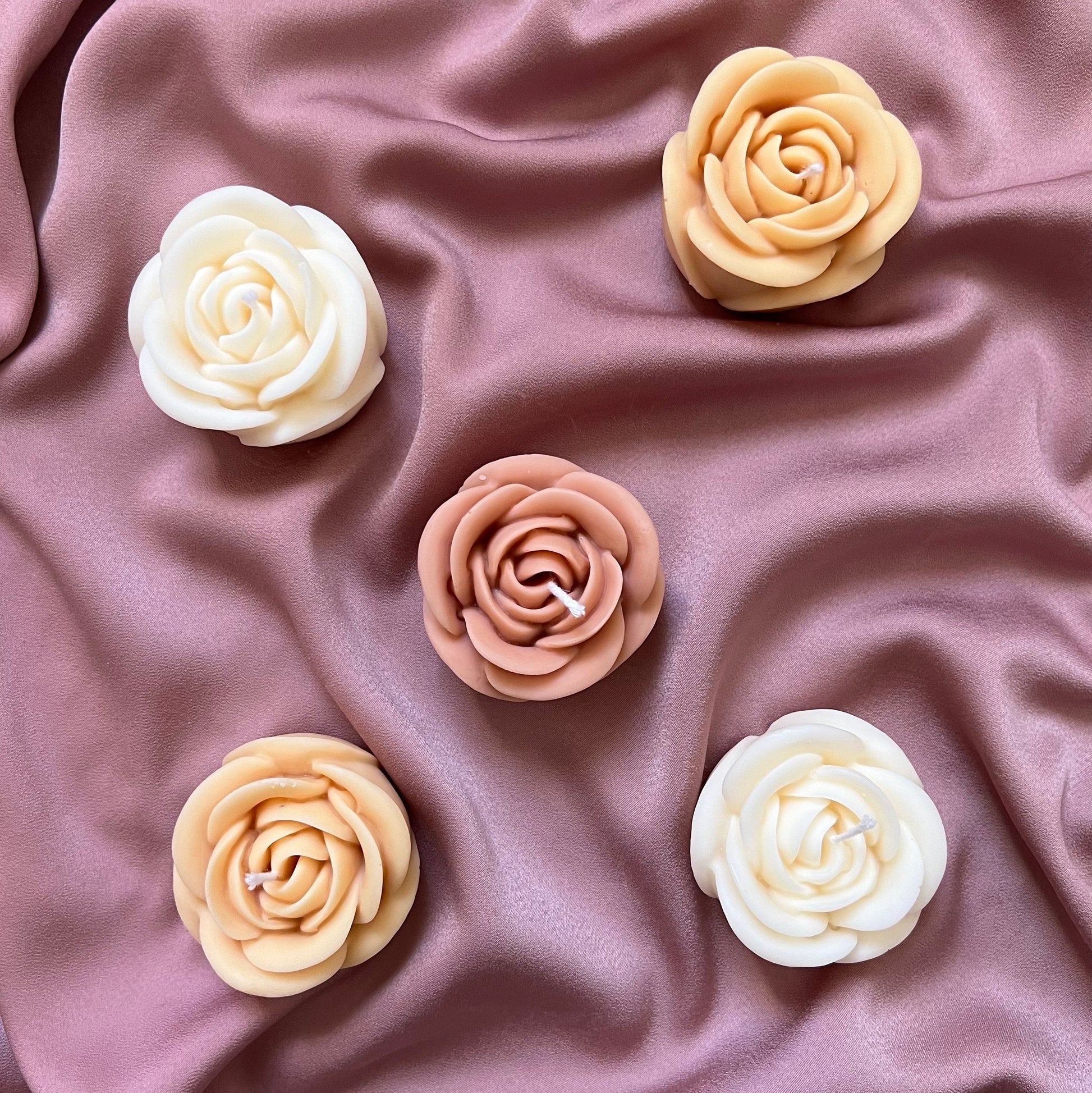Handmade Rose Soy Candle | Decorative Unscented Pillar Candle