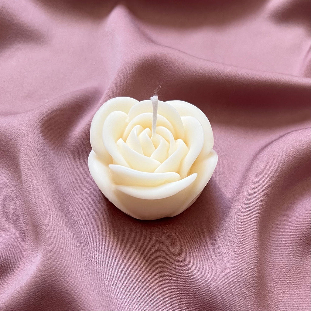 Handmade Rose Soy Candle | Decorative Unscented Pillar Candle