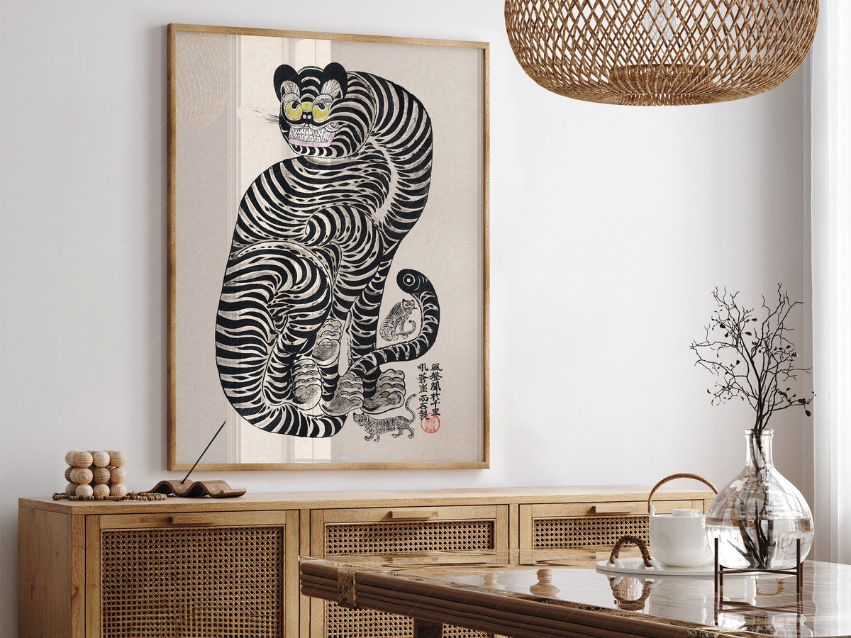 Japanese Talismanic Tiger Art Print – Vintage Asian Wall Decor Poster
