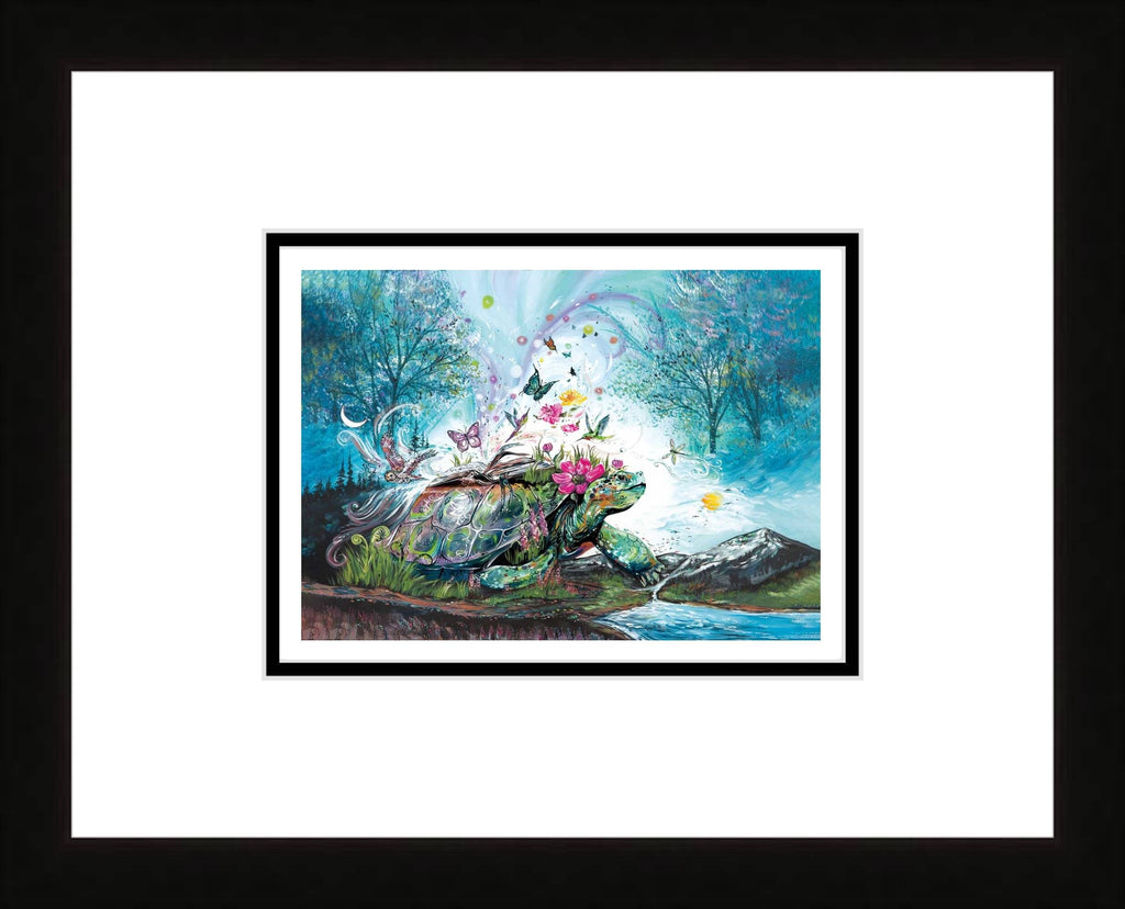 Mystical Turtle par Carla Joseph, estampe d'art autochtone, Premières Nations, Amérindiens, Cris, Métis, œuvre encadrée