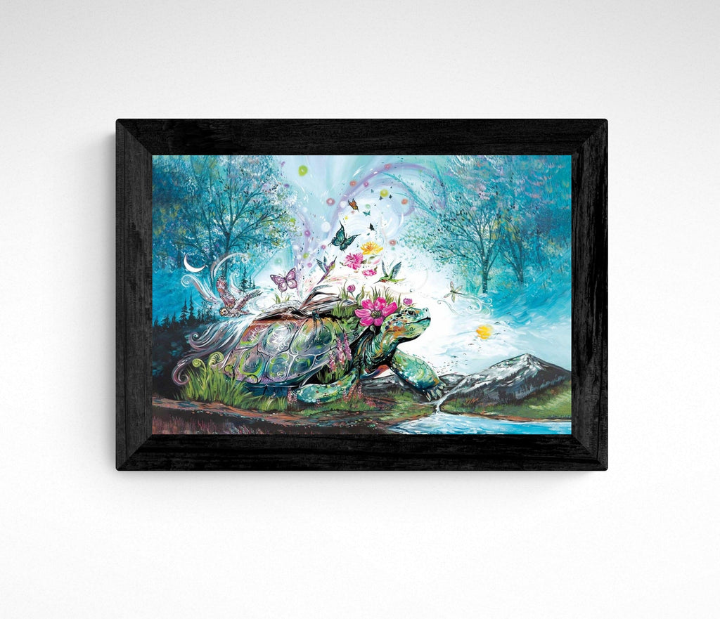 Mystical Turtle par Carla Joseph, estampe d'art autochtone, Premières Nations, Amérindiens, Cris, Métis, œuvre encadrée