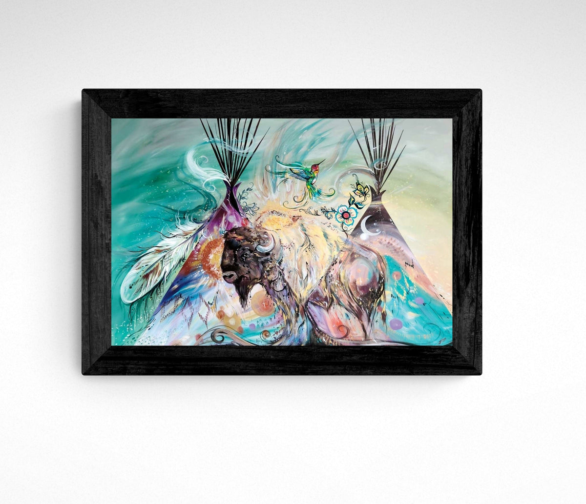 Puissant bison par Carla Joseph, impression d'art autochtone, Premières Nations, Autochtones d'Amérique, Cris, Métis, art encadré