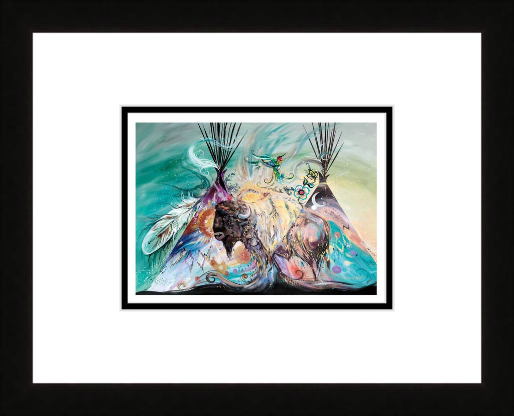 Puissant bison par Carla Joseph, impression d'art autochtone, Premières Nations, Autochtones d'Amérique, Cris, Métis, art encadré