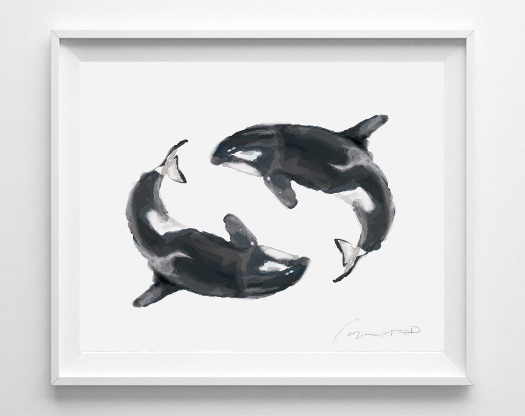 Estampe artistique de baleine