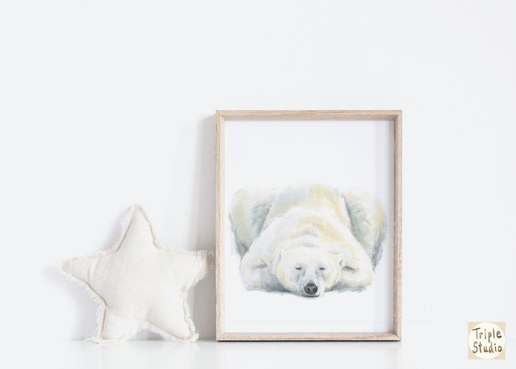 Impression d'art minimaliste Ours polaire Doux rêves