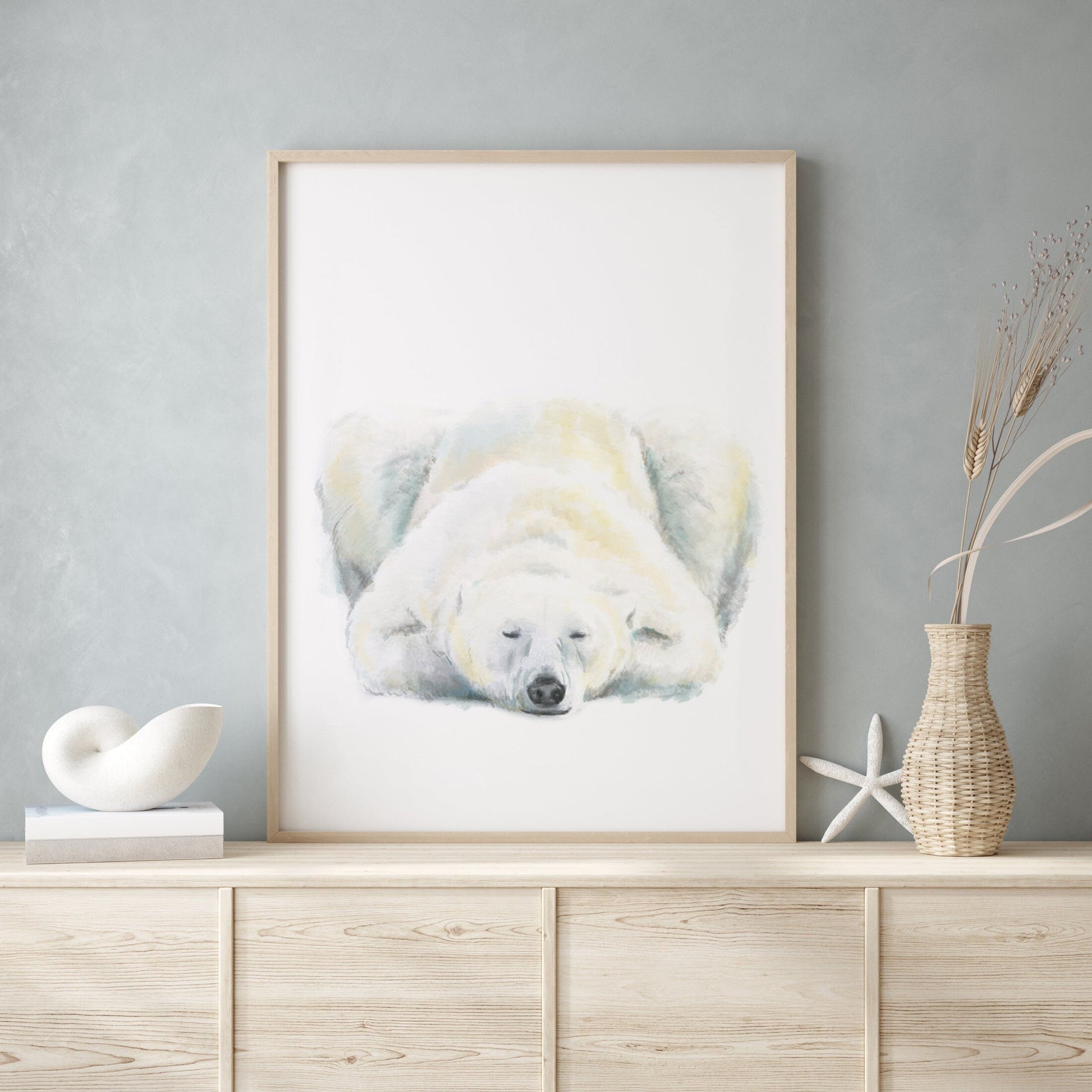 Impression d'art minimaliste Ours polaire Doux rêves