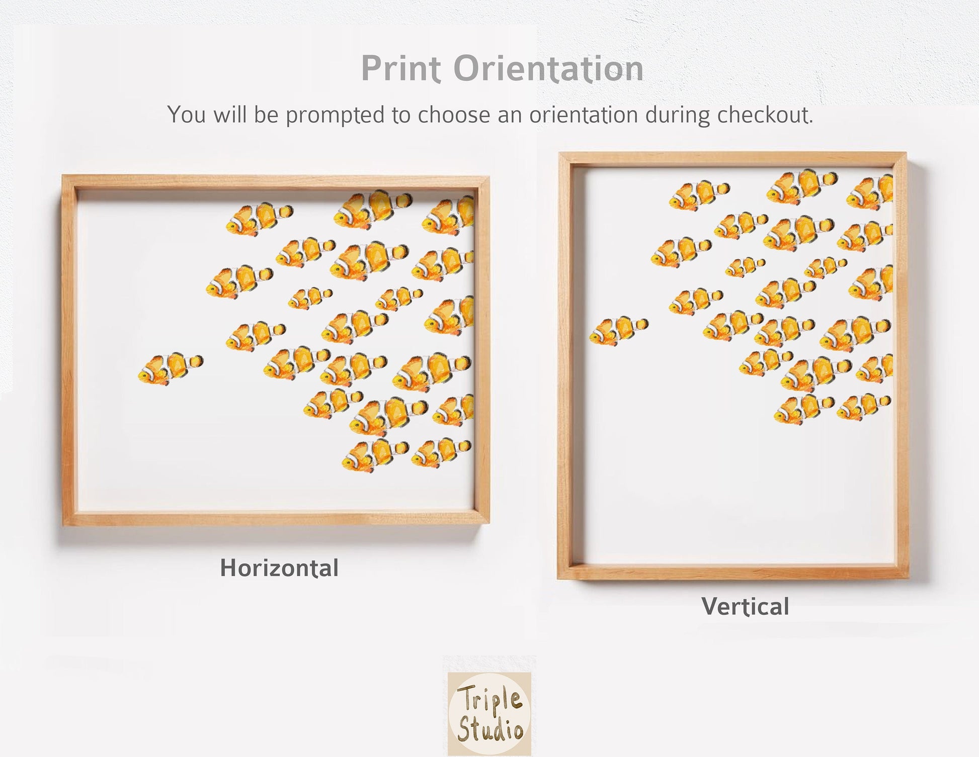 Modern Minimalist Clownfish Watercolor Painting