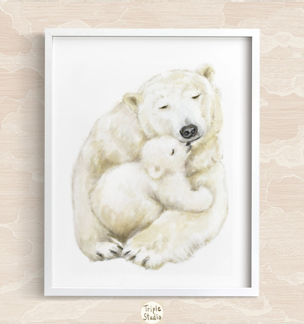 Illustration d'un bébé ours polaire et de sa mère