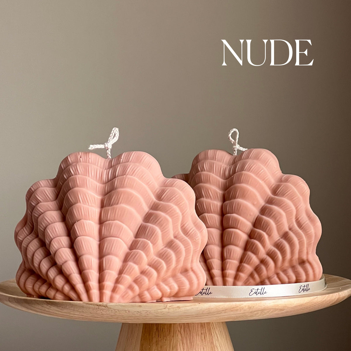 Grande chandelle coquille de palourde : chandelle décorative végane en cire de soya