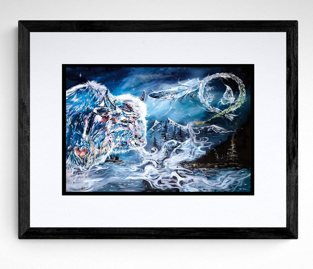 Respect Mother Earth par Carla Joseph, impression d'art autochtone, Premières Nations, Autochtones d'Amérique, Cris, Métis, œuvre encadrée