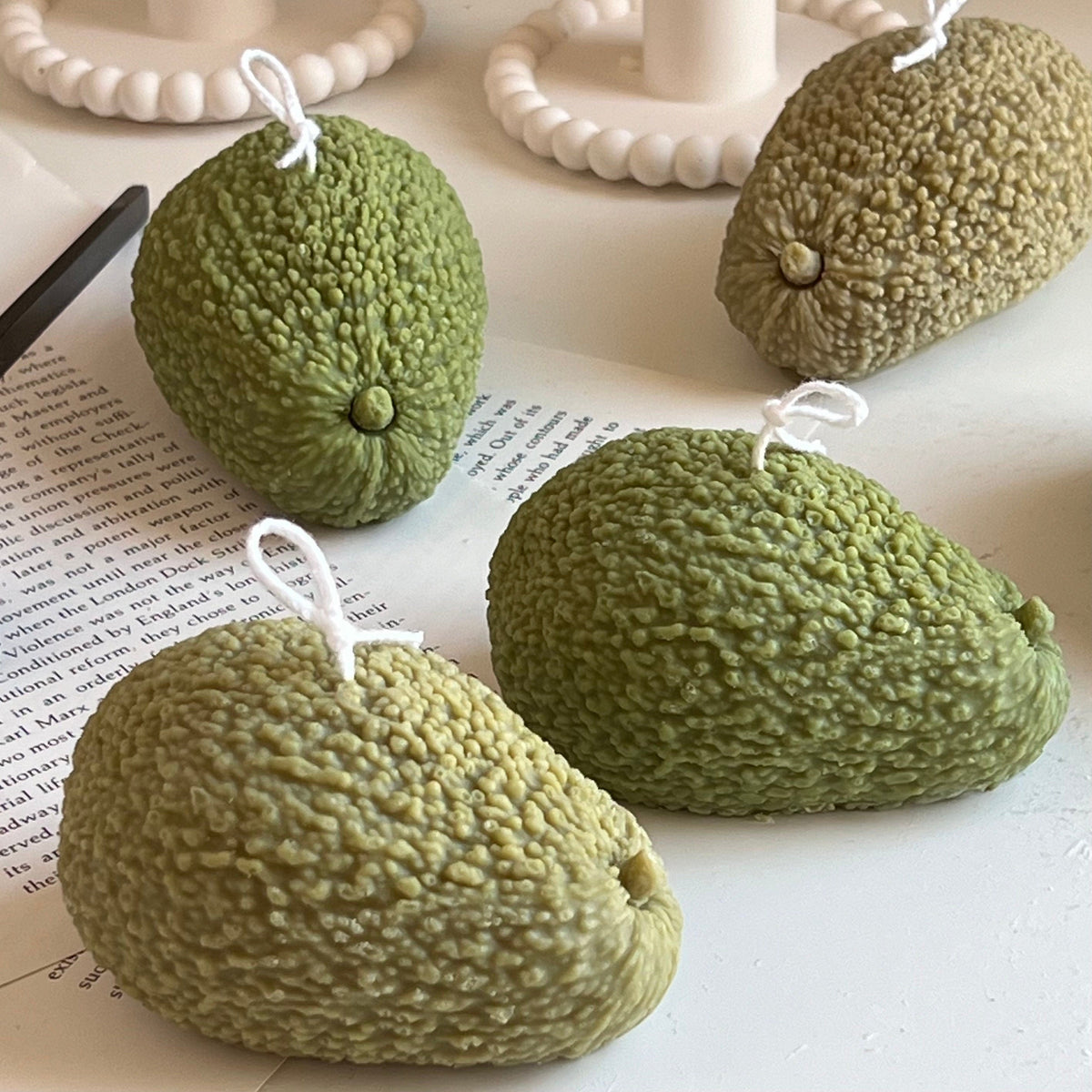 Avocado Shaped Candle: Scented Soy Wax Vegan Candle