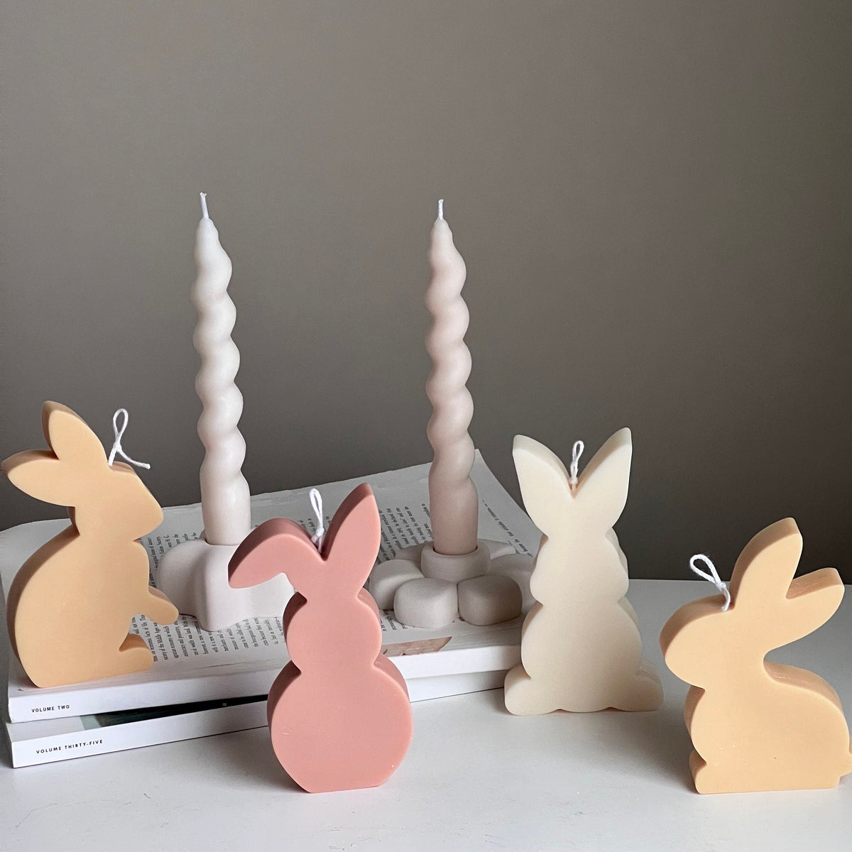 Easter Bunny Soy Candle Set: Pastel Spring Decor