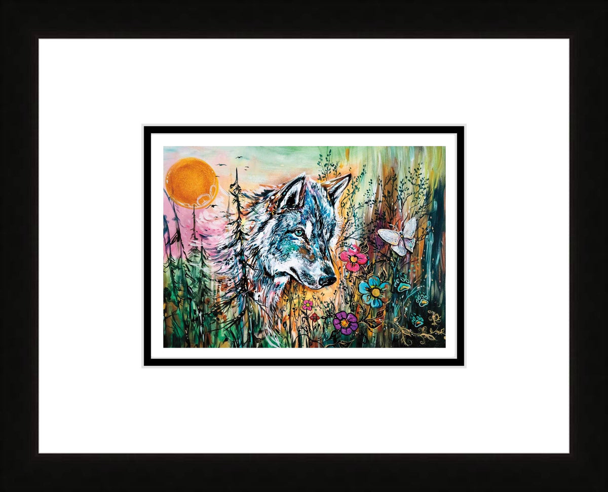 Wolf Path By Carla Joseph, Indigenous Art Print, First Nations, Native Americans, Cree, Métis, Framed Art