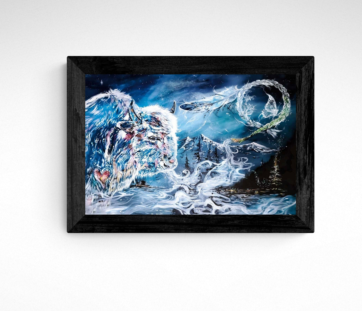 Respect Mother Earth par Carla Joseph, impression d'art autochtone, Premières Nations, Autochtones d'Amérique, Cris, Métis, œuvre encadrée