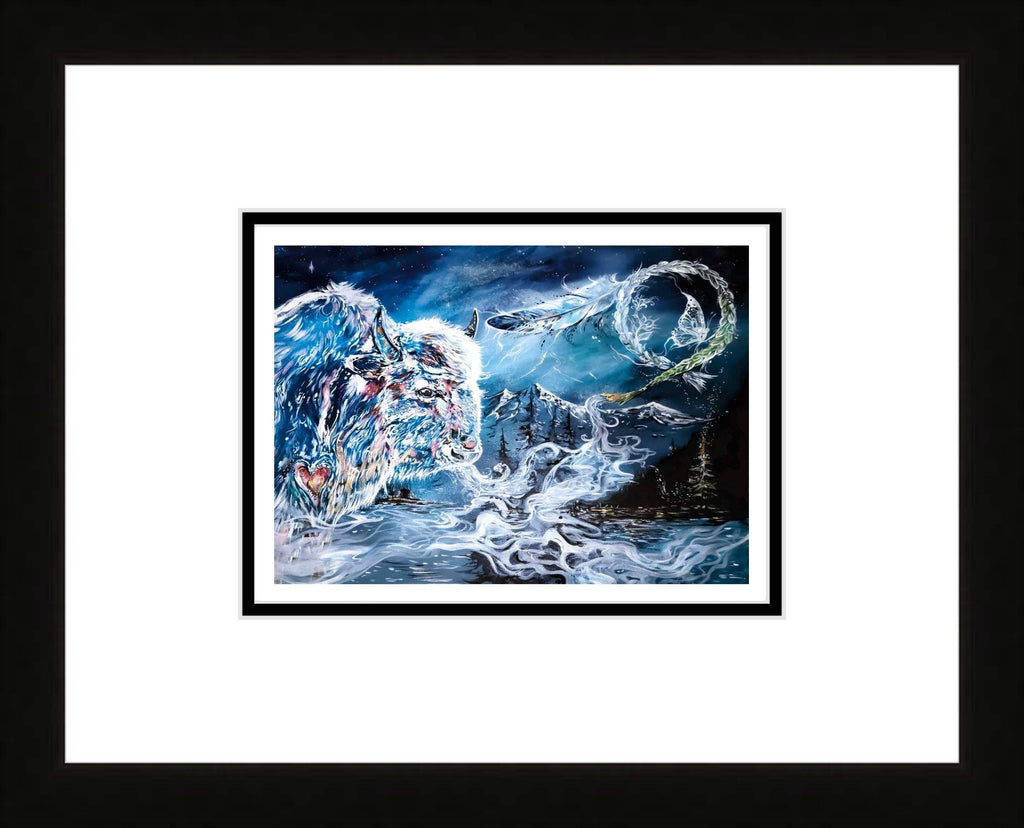 Respect Mother Earth par Carla Joseph, impression d'art autochtone, Premières Nations, Autochtones d'Amérique, Cris, Métis, œuvre encadrée