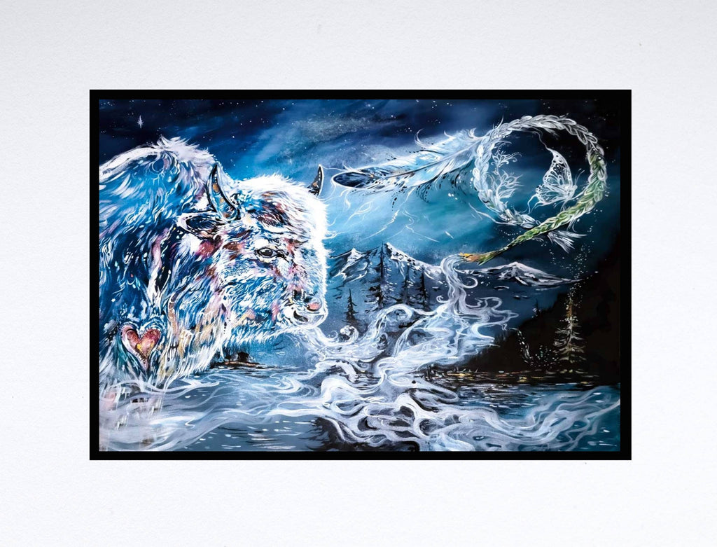 Respect Mother Earth par Carla Joseph, impression d'art autochtone, Premières Nations, Autochtones d'Amérique, Cris, Métis, œuvre encadrée