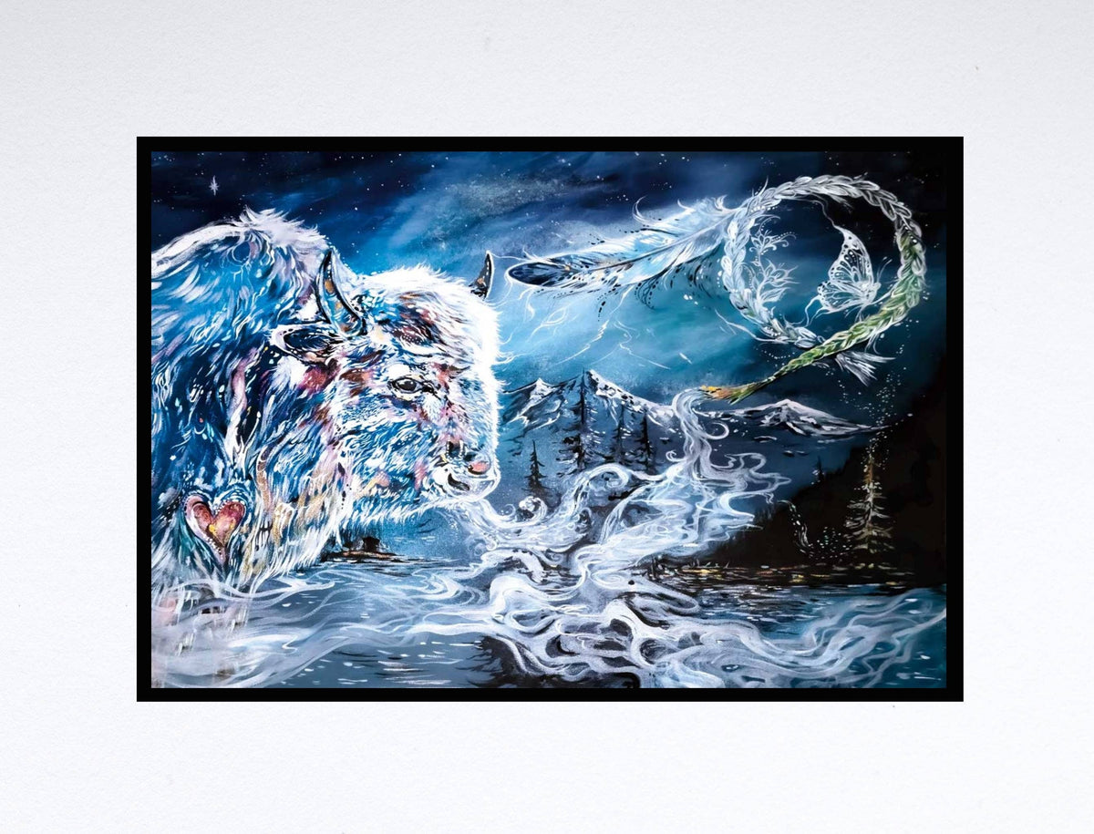 Respect Mother Earth par Carla Joseph, impression d'art autochtone, Premières Nations, Autochtones d'Amérique, Cris, Métis, œuvre encadrée