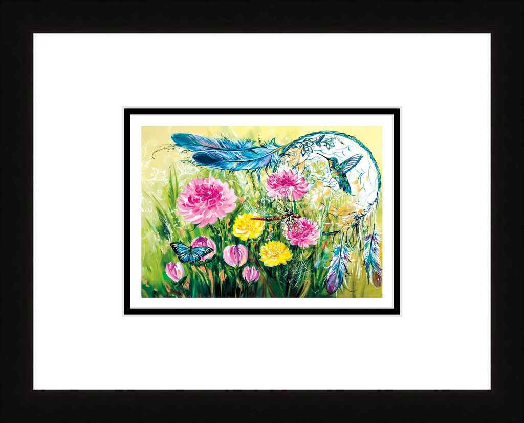 Attrape-rêves par Carla Joseph, impression d'art autochtone, Premières Nations, Autochtones d'Amérique, Cri, Métis, œuvre encadrée