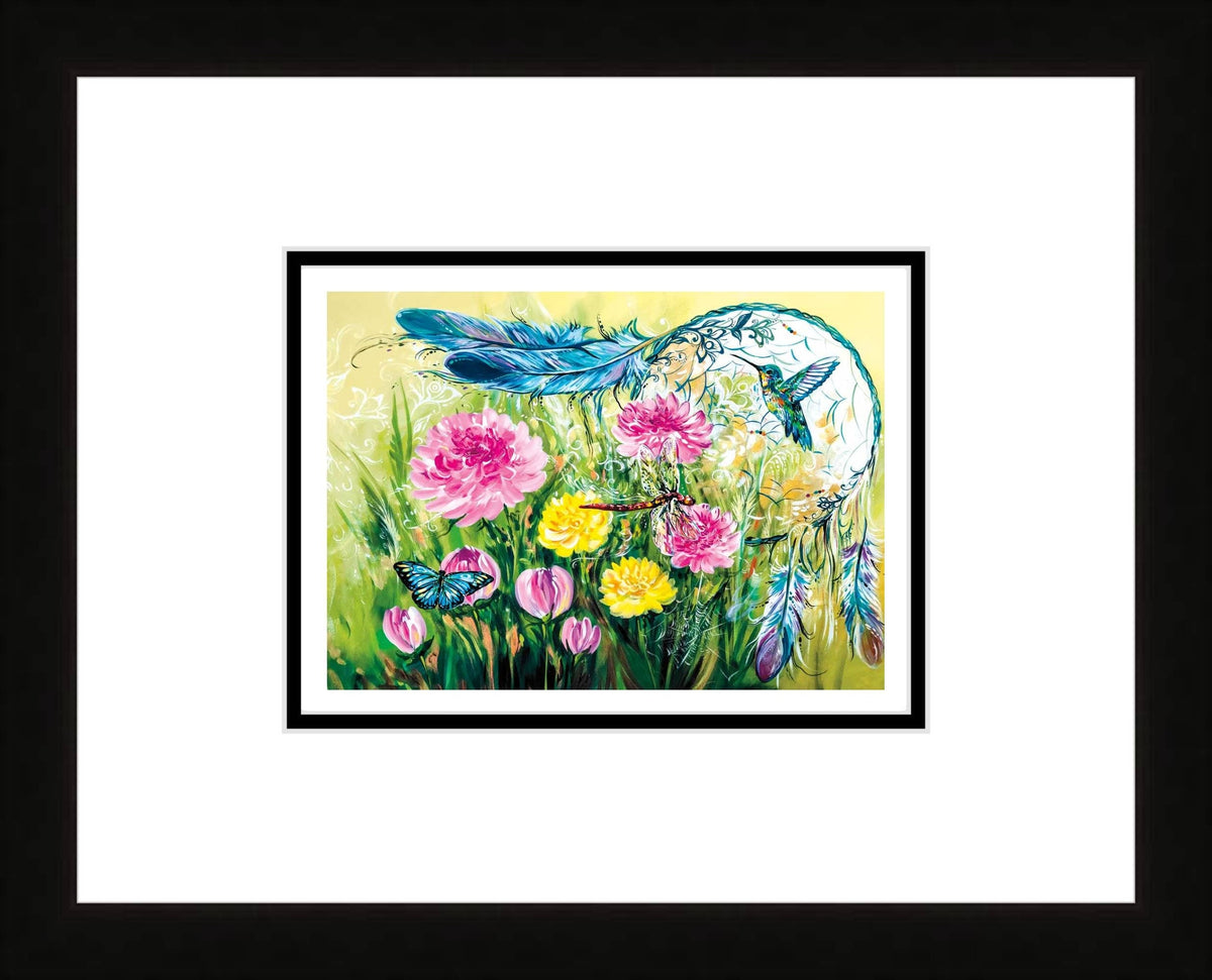 Attrape-rêves par Carla Joseph, impression d'art autochtone, Premières Nations, Autochtones d'Amérique, Cri, Métis, œuvre encadrée