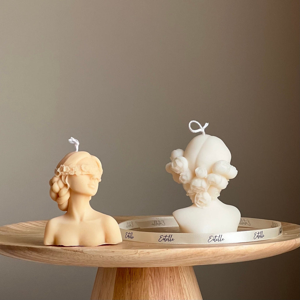 Veiled Lady Soy Wax Candle: Woman Bust Statue Candle