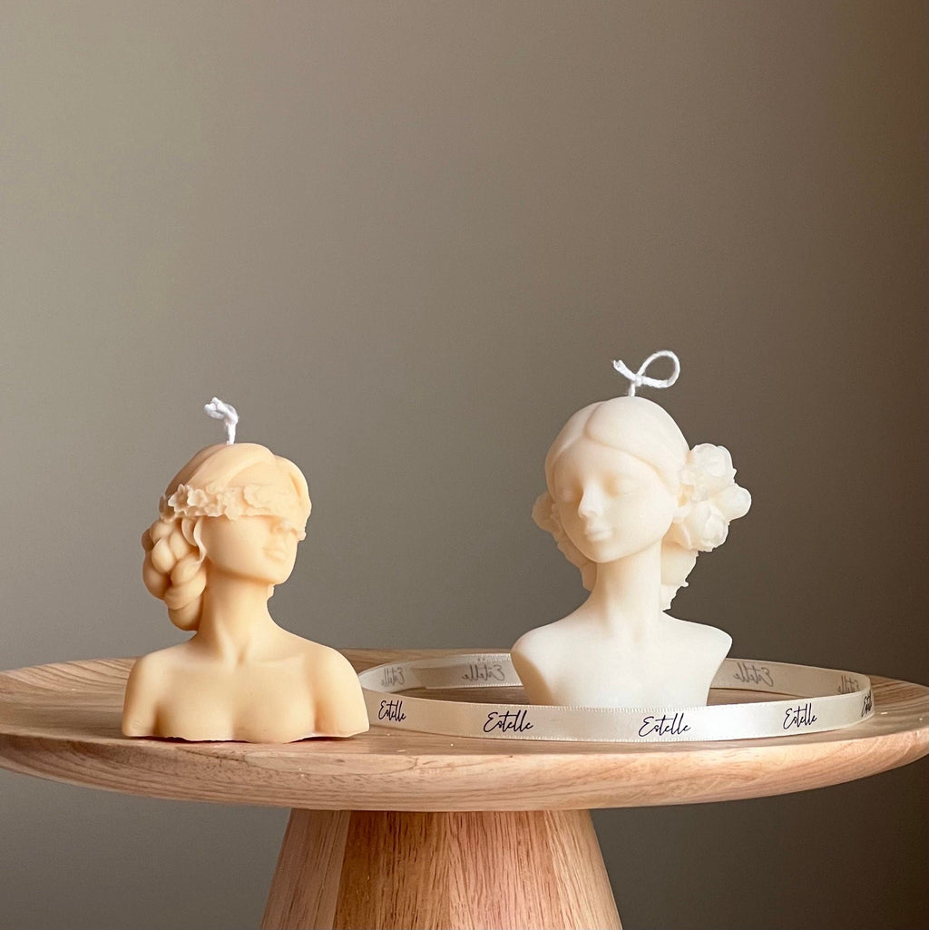 Veiled Lady Soy Wax Candle: Woman Bust Statue Candle