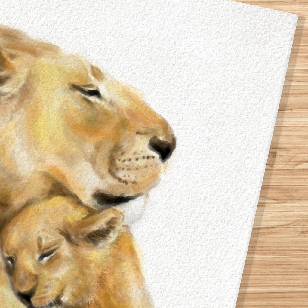 Illustration d'une maman lionne et son bébé