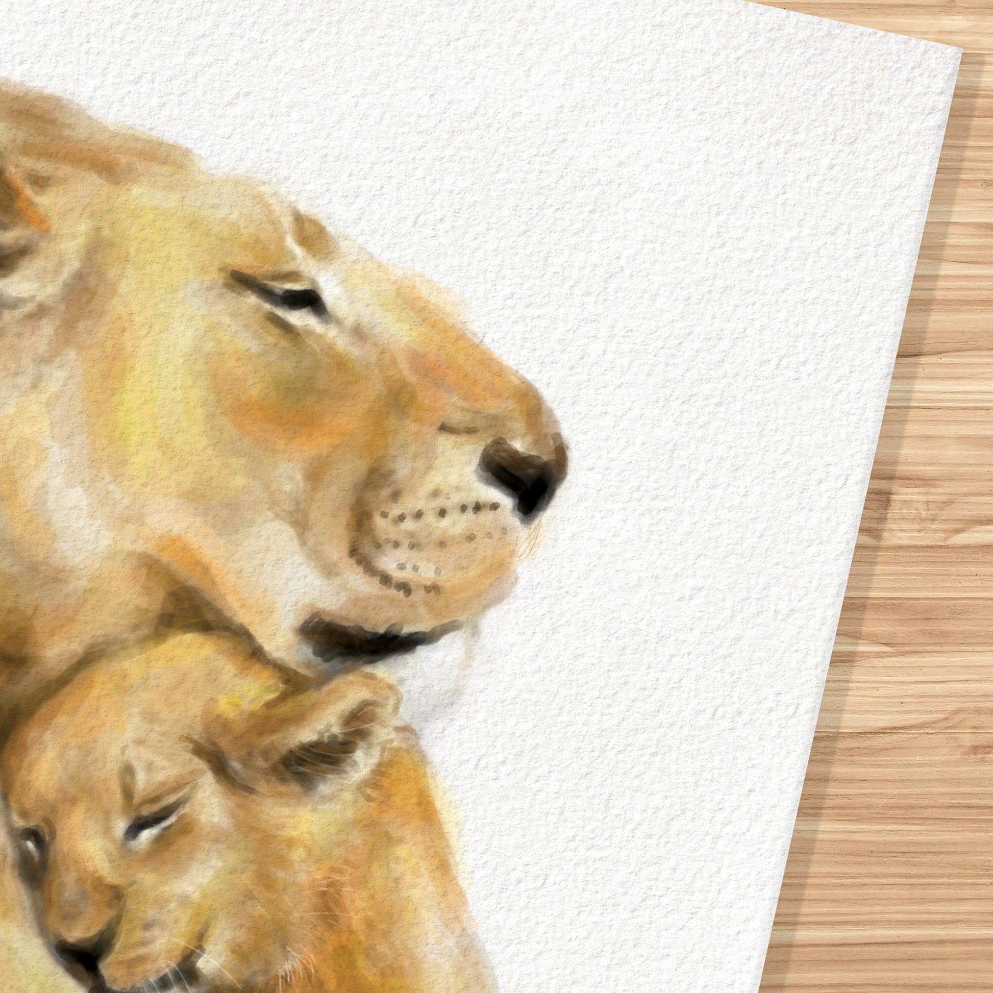 Illustration d'une maman lionne et son bébé