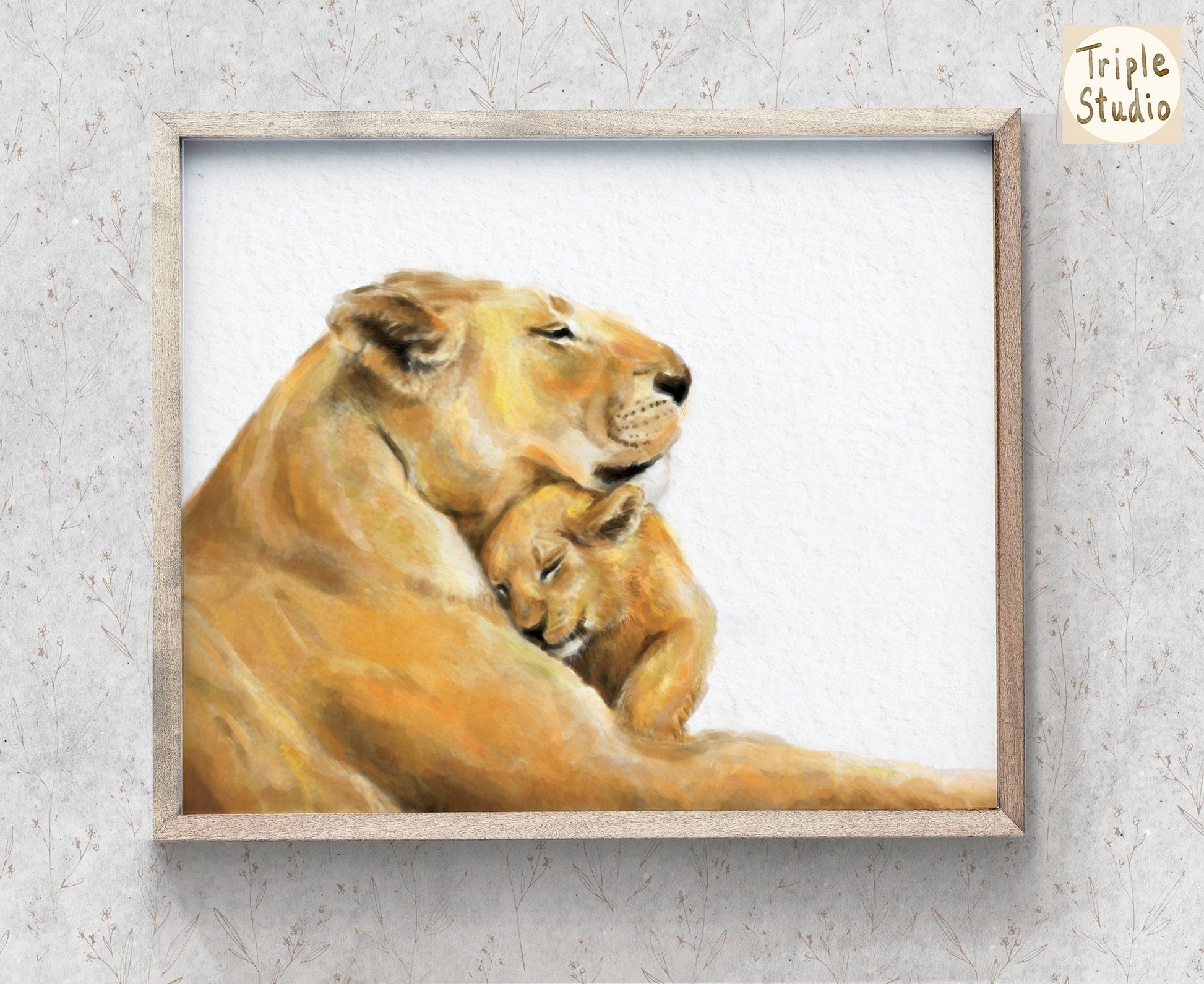 Illustration d'une maman lionne et son bébé