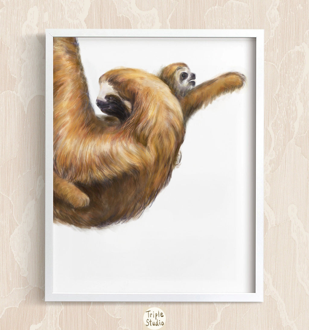 Illustration de bébé paresseux et sa maman
