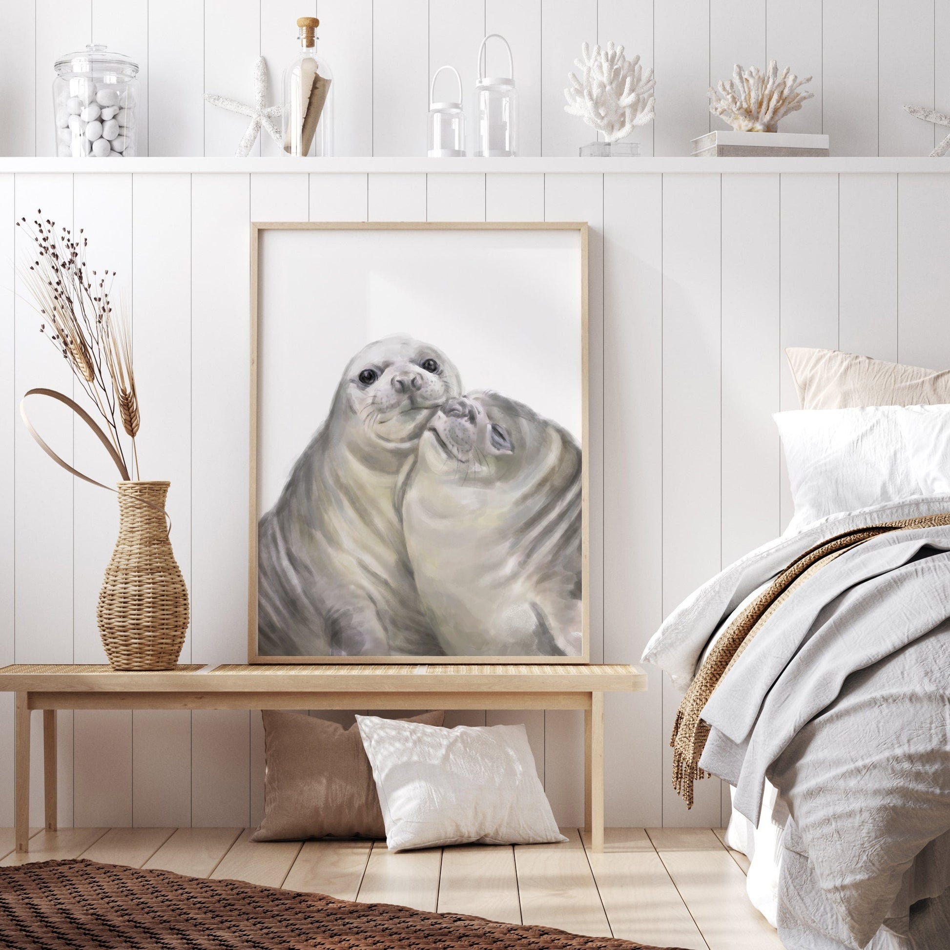 Affiche artistique « Phoque avec un baiser » : Cadeau d’anniversaire pour les amoureux des animaux