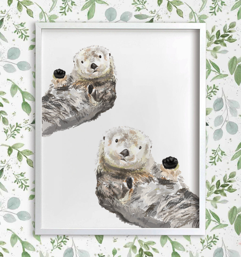 Estampe aquarelle de loutre de mer