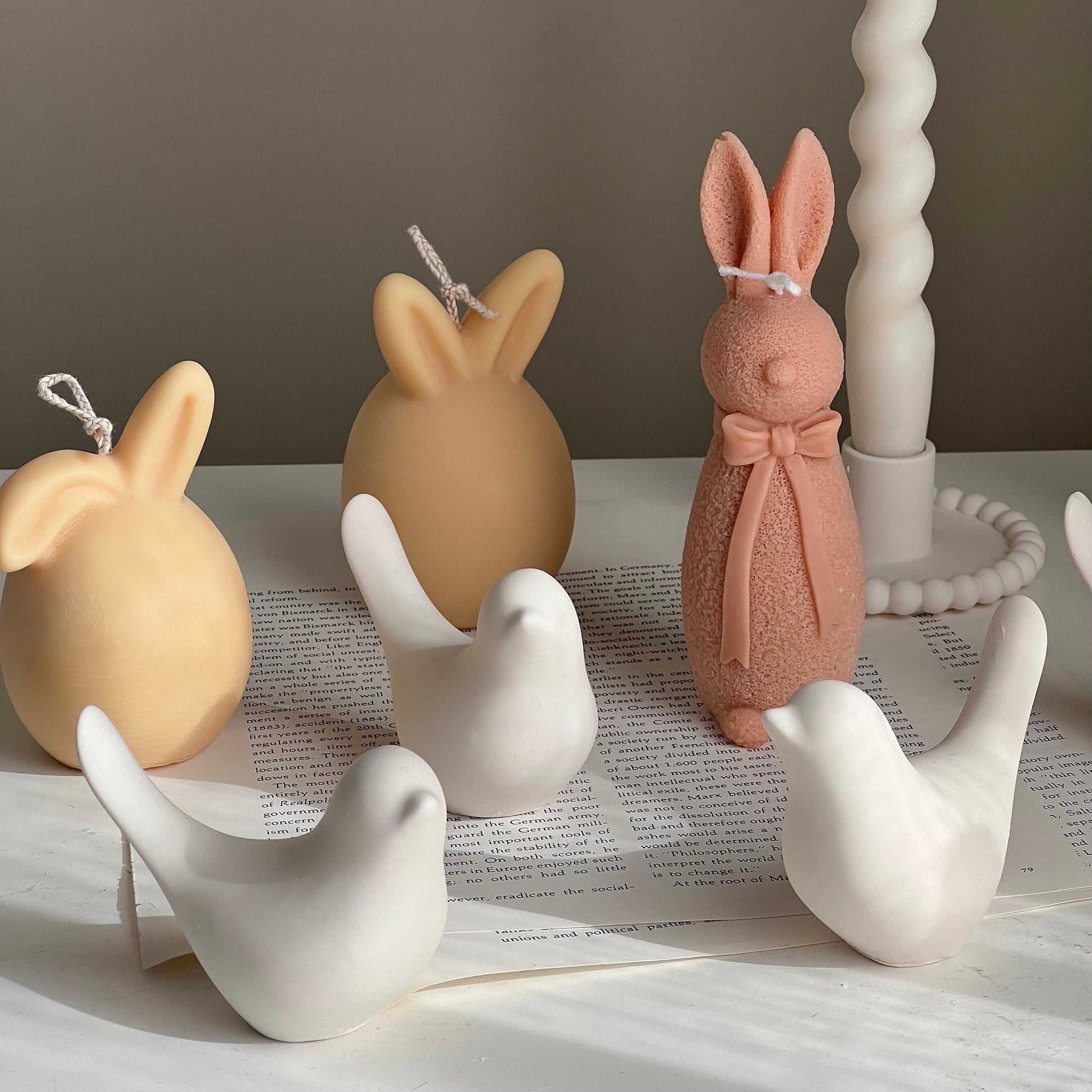 Handmade Stone Bird Spring Decor: Jesmonite Scandinavian Gift