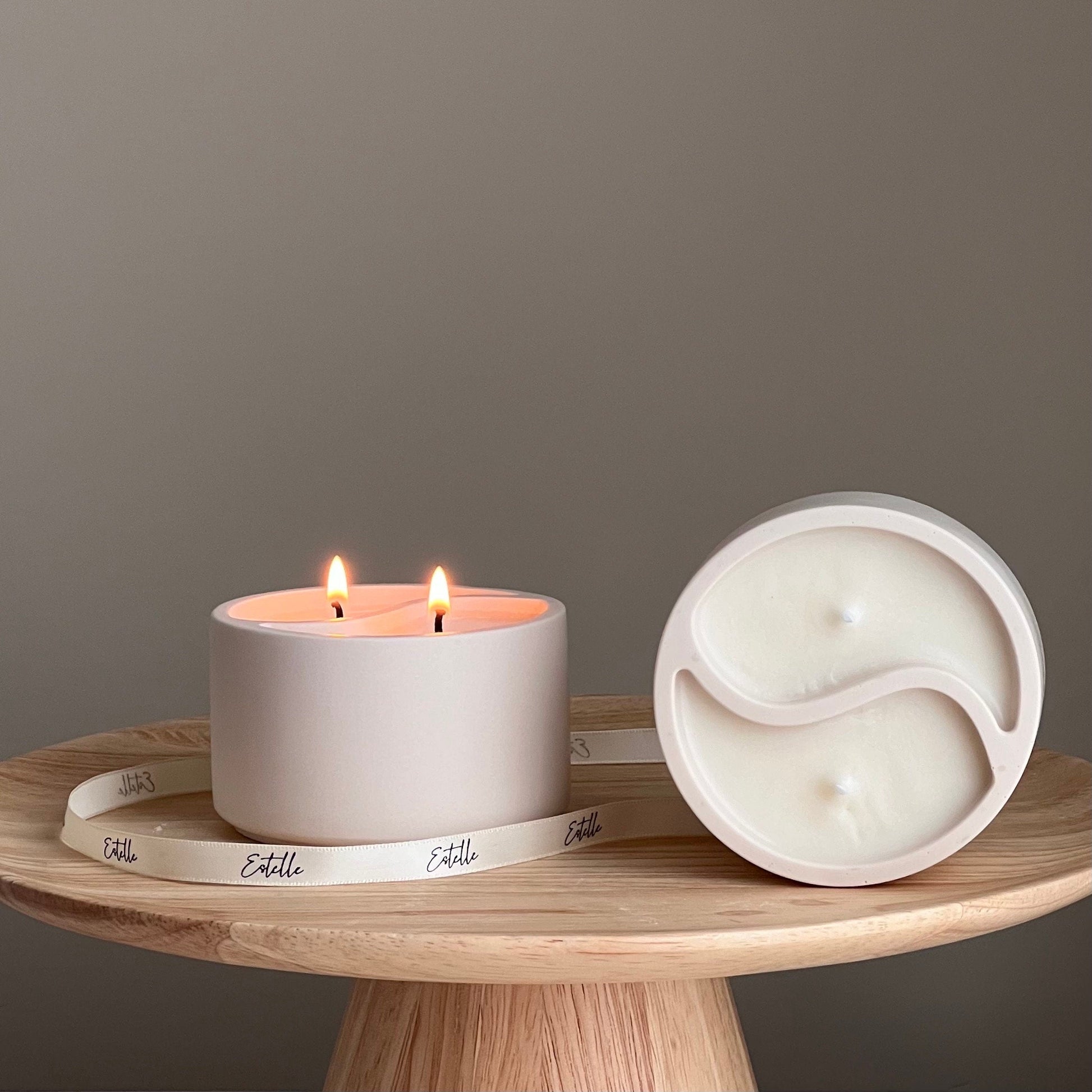 Yin Yang Soy Wax Candle in Jesmonite Jar - Custom Scented