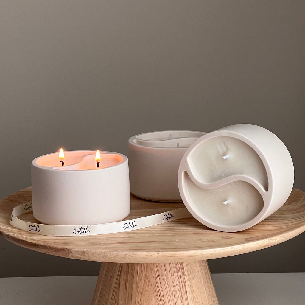 Yin Yang Soy Wax Candle in Jesmonite Jar - Custom Scented