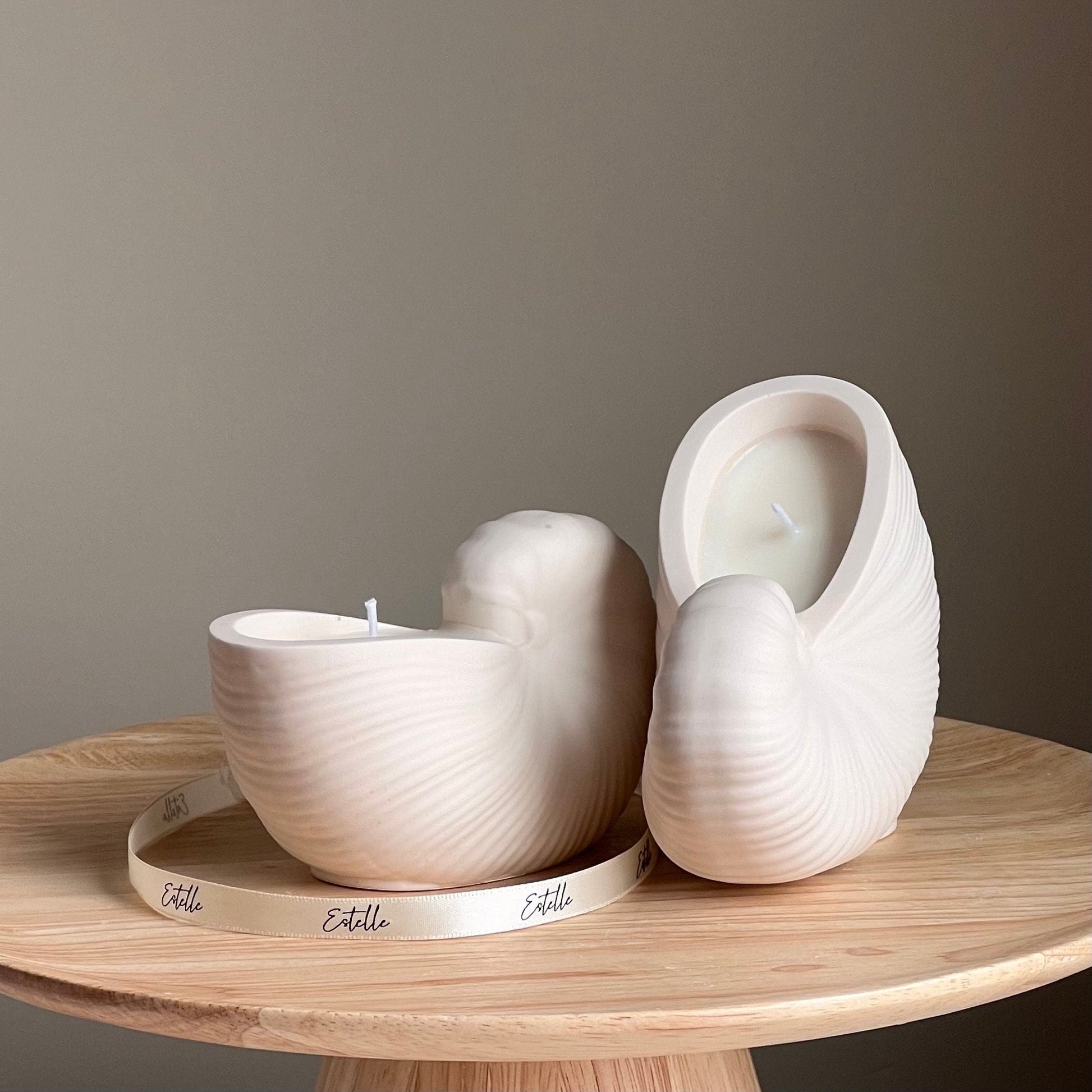 Sea Shell Soy Wax Candle in Jesmonite Vessel: Handmade Scented Candle