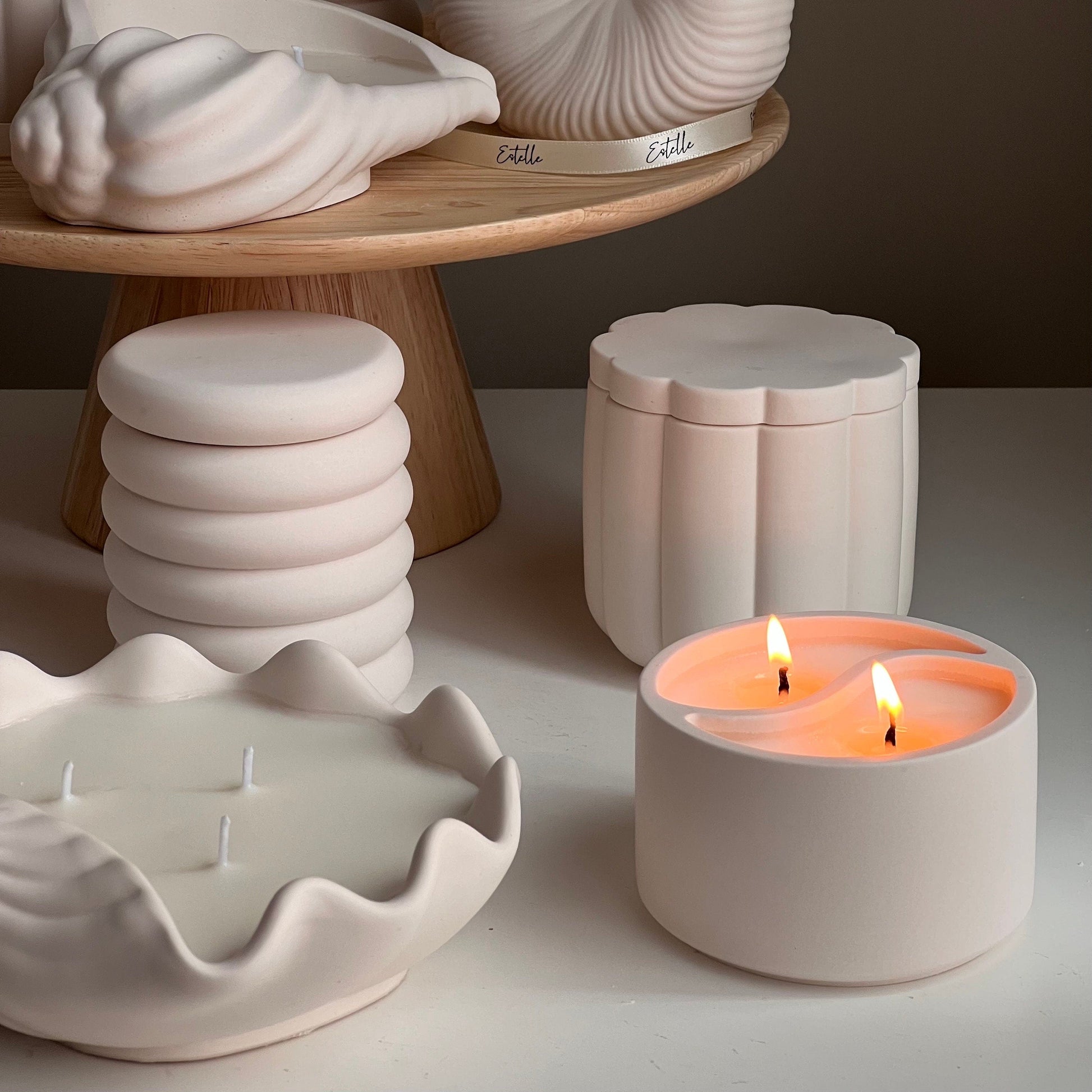 Yin Yang Soy Wax Candle in Jesmonite Jar - Custom Scented