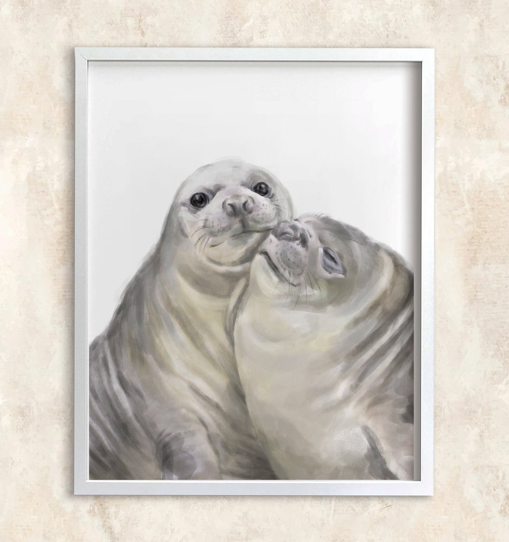 Affiche artistique « Phoque avec un baiser » : Cadeau d’anniversaire pour les amoureux des animaux