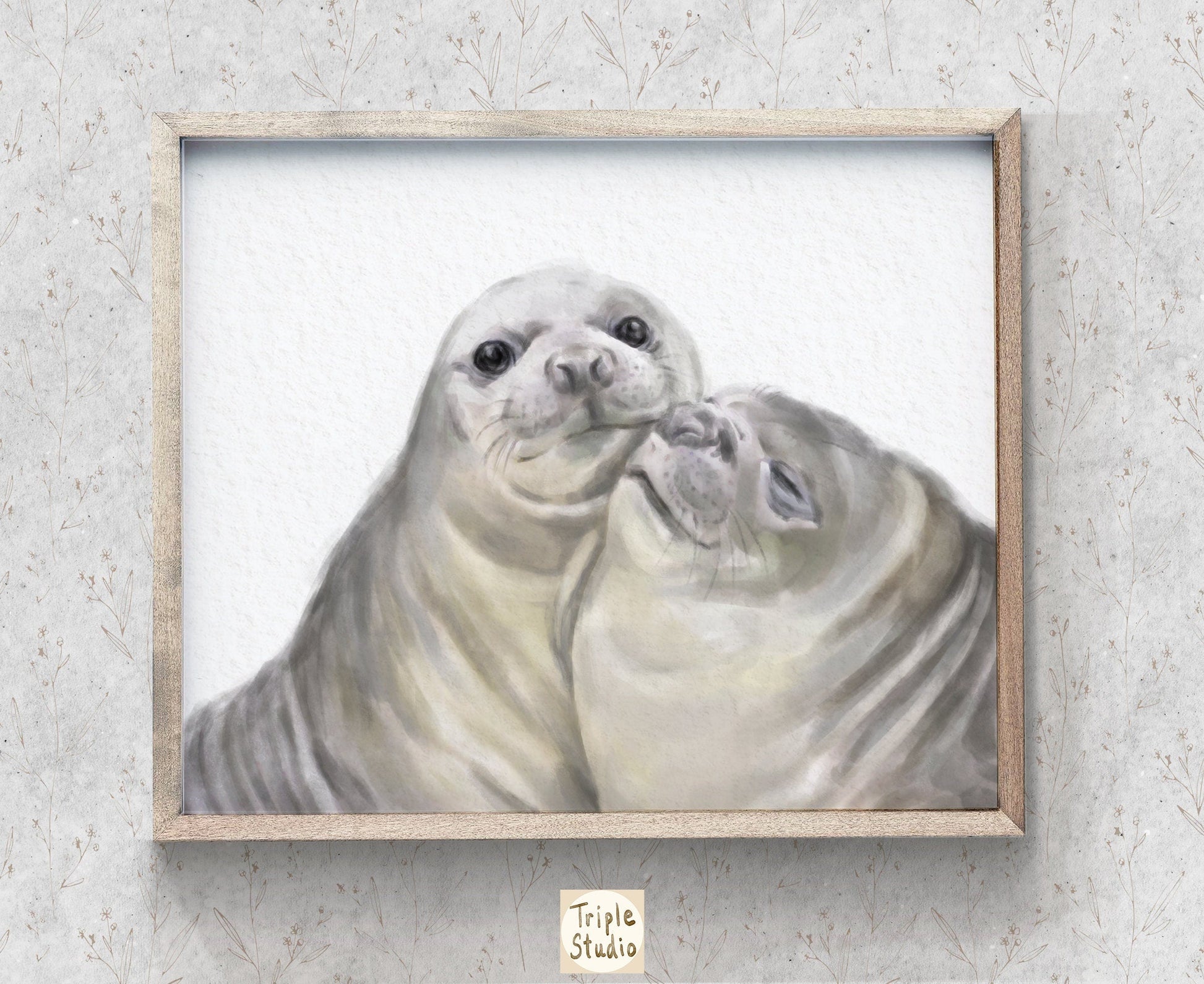 Affiche artistique « Phoque avec un baiser » : Cadeau d’anniversaire pour les amoureux des animaux