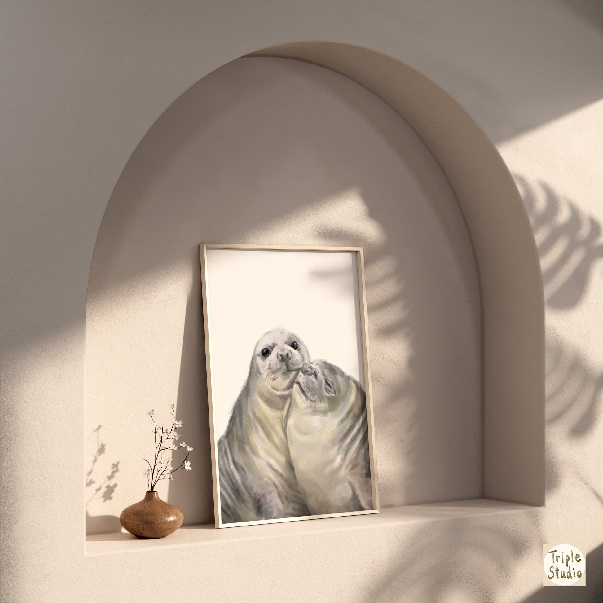 Affiche artistique « Phoque avec un baiser » : Cadeau d’anniversaire pour les amoureux des animaux