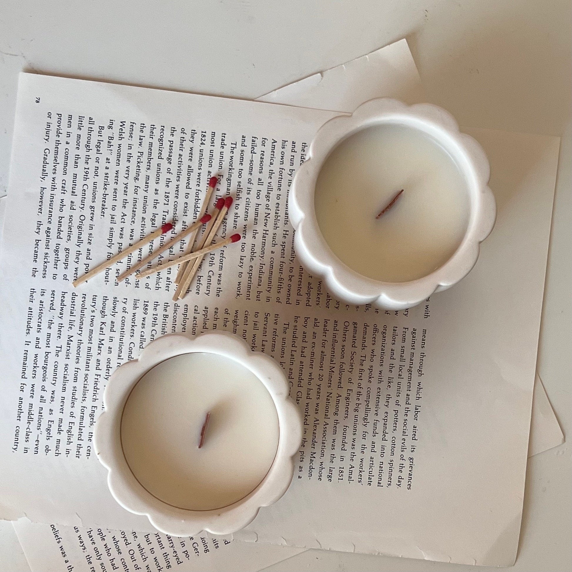 Handmade Flower Soy Wax Candle in Jesmonite Flower Jar with Wood Wick