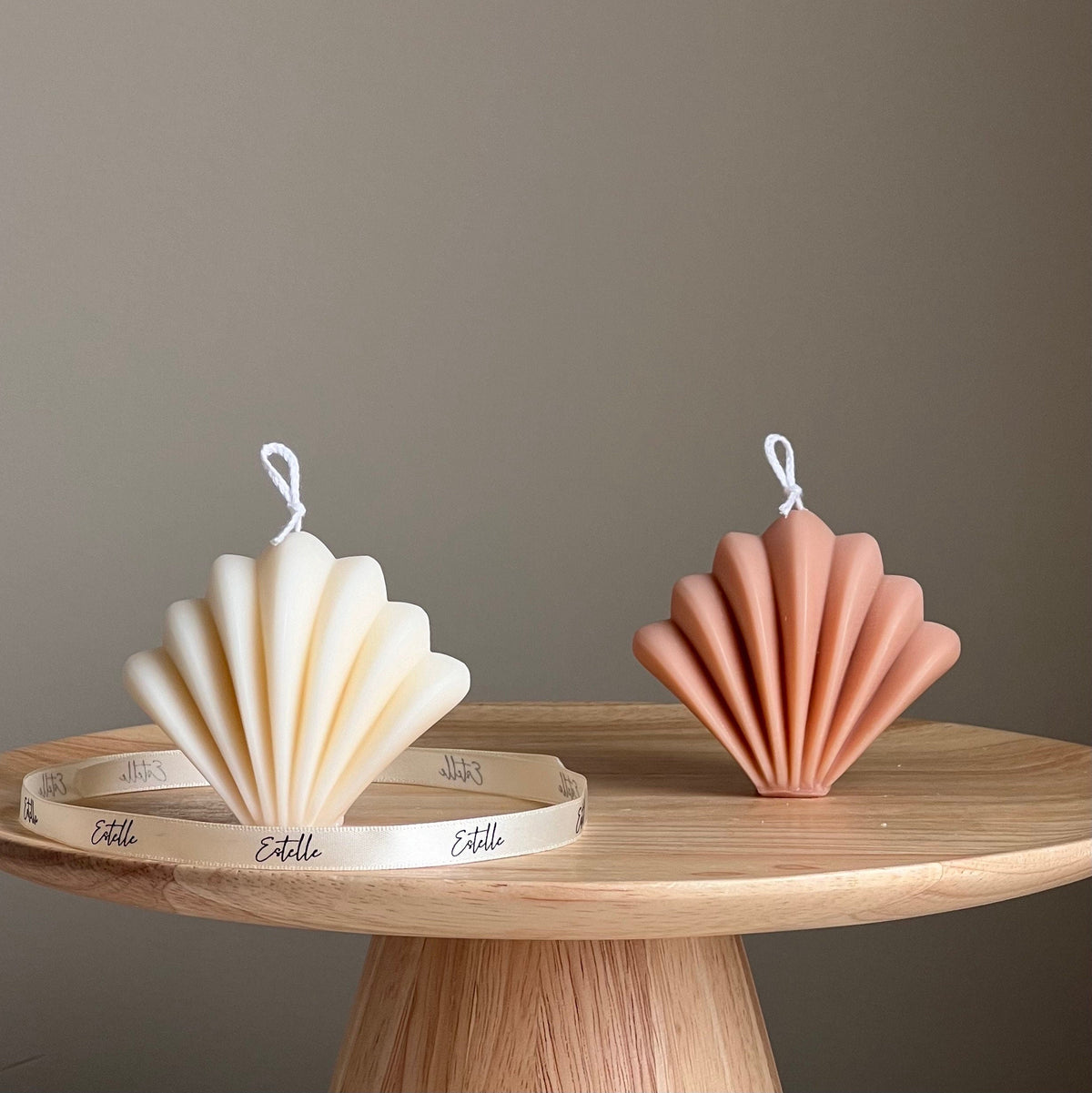 Chandelle coquille de pétoncle en cire de soya | décor d'été pour la maison, chandelle végane
