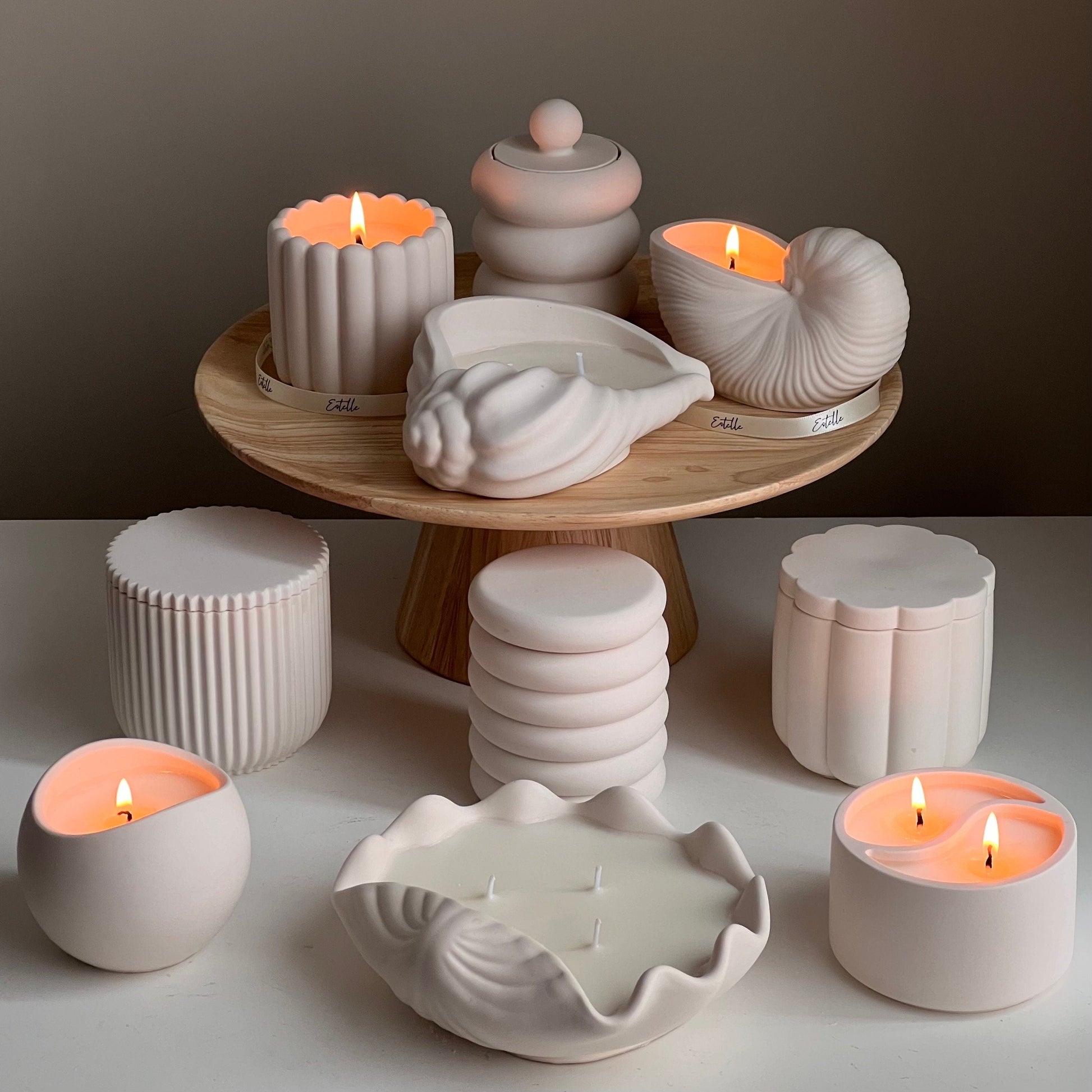 Sea Shell Soy Wax Candle in Jesmonite Vessel: Handmade Scented Candle