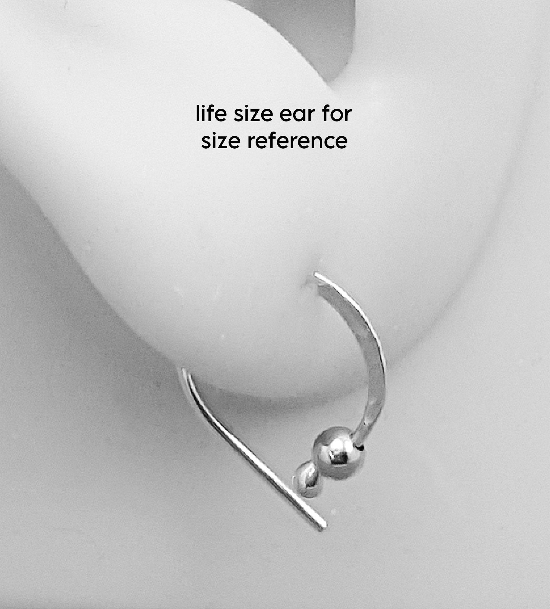 Boucles d'oreilles créoles dormeuses en argent sterling : perle d'onyx, unisexe