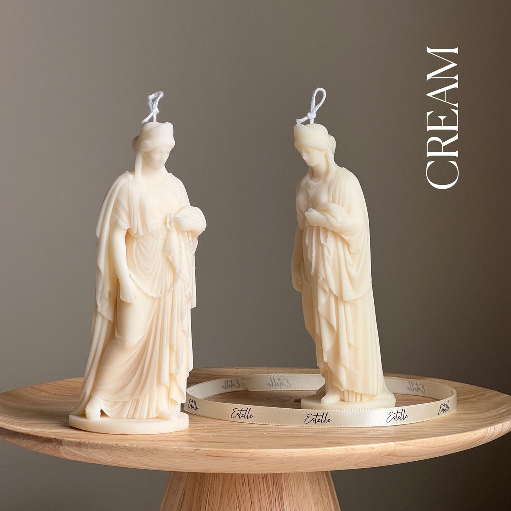 Zenobia Goddess Soy Candle: Greek Statue, Coffee Table Decor