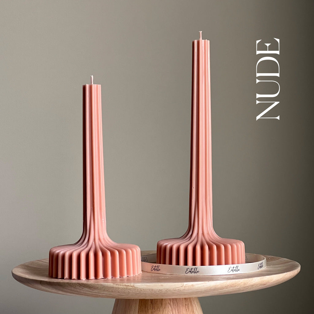 Elegant Soy Vase Candle: Sculptural Striped Column Candle