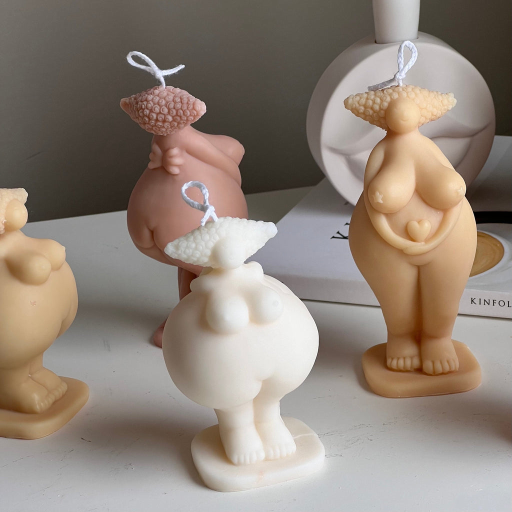 Bougie de soja Corps galbé : sculpture de torse de femme faite main