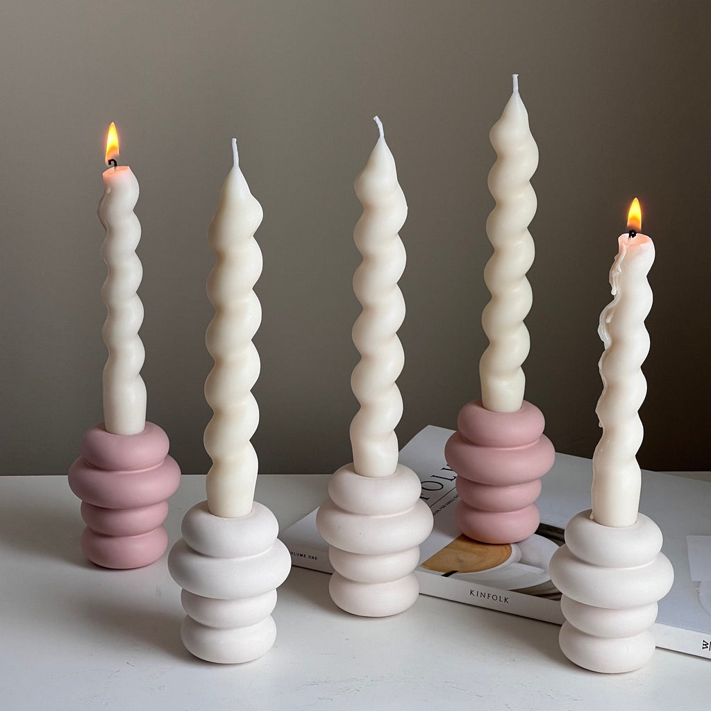 Donut Jesmonite Candlestick Holder: Minimalist Wedding Decor