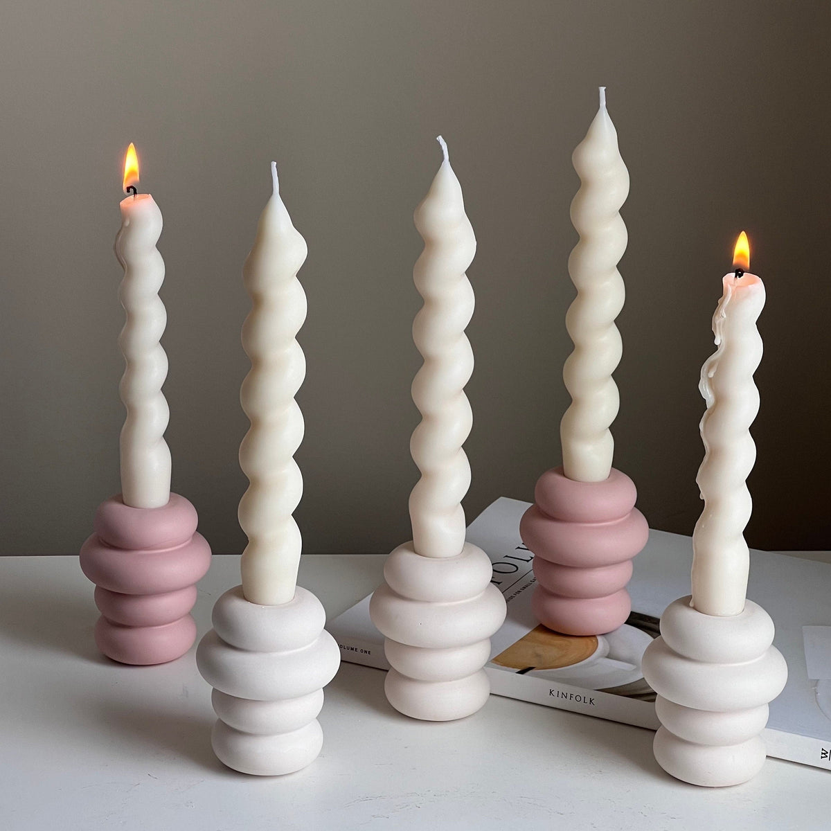 Donut Jesmonite Candlestick Holder: Minimalist Wedding Decor