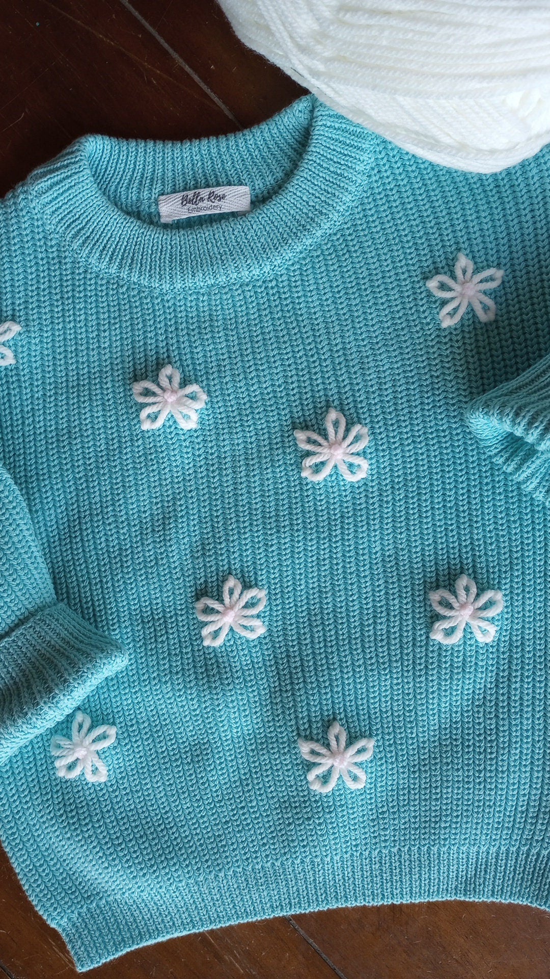 Hand Embroidered Daisy Sweater | Size 12-18m | Ready to ship